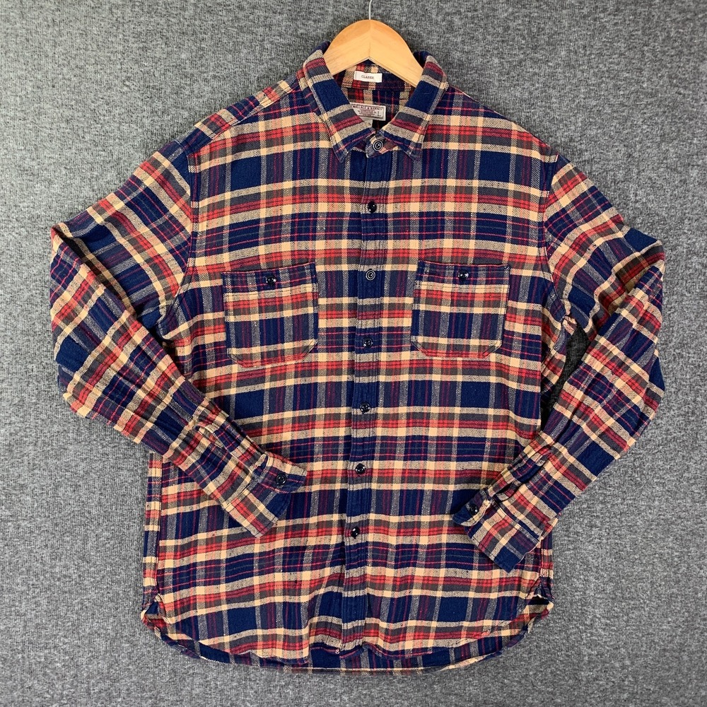 Wallace & Barnes Shirt Men Large Plaid Button Up Classic Fit